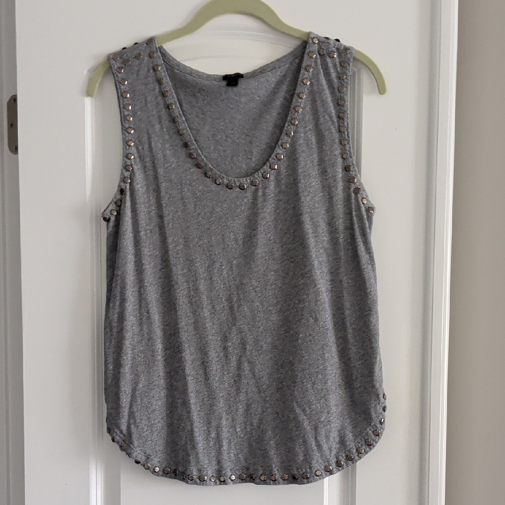 J. Crew Gray Embellished Tank Top